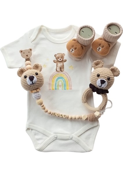 Hoşgeldin Bebek, Unisex, Yenidoğan Bebek Amigurumi Isimli Emzik Askısı Hediye Seti fiyatları