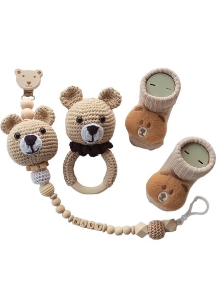 Hoşgeldin Bebek, Unisex, Yenidoğan Bebek Amigurumi Isimli Emzik Askısı Hediye Seti modelleri