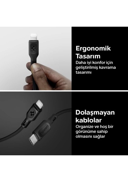 Essential USB-C to Lightning (1 Metre) Hızlı Şarj/Data Kablosu MFI Lisanslı (2 Adet) C10CL Black - 000CA27022