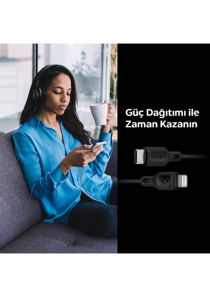 Essential USB-C to Lightning (1 Metre) Hızlı Şarj/Data Kablosu MFI Lisanslı (2 Adet) C10CL Black - 000CA27022