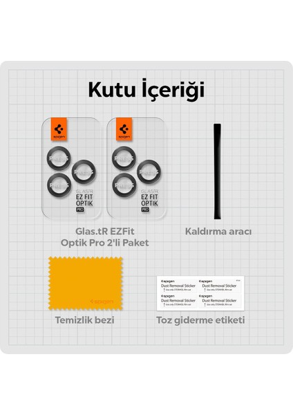 iPhone 16 Pro Max / 16 Pro / 15 Pro Max / 15 Pro / 14 Pro Max / 14 Pro Kamera Lens Camı Koruyucu Kolay Kurulum GLAS.tR EZ Fit Optik Pro (2 Adet) Black - AGL05205 modelleri