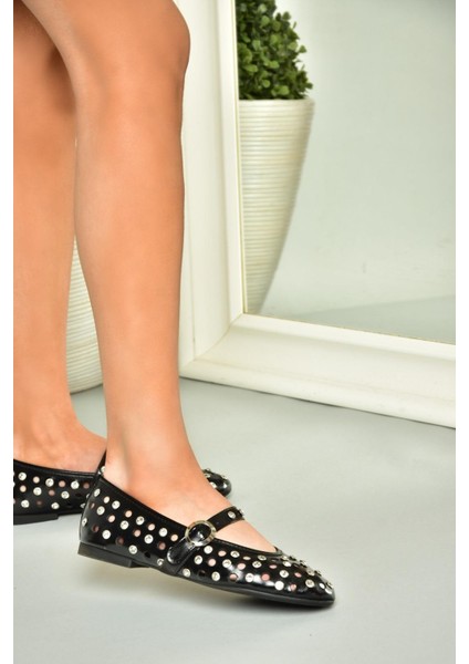 U820085209 Siyah Taşlı Kadın Babet fiyatları