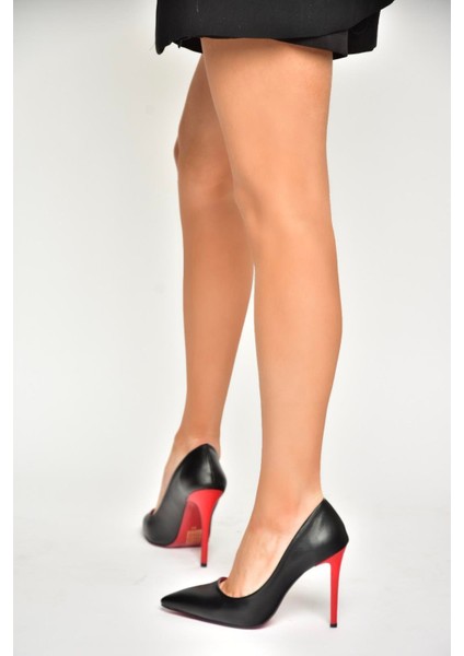 T676192009 Siyah/kırmızı İnce Topuklu Kadın Stiletto