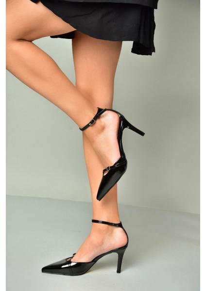 U654074108 Siyah Rugan İnce Topuklu Kadın Ayakkabı modelleri