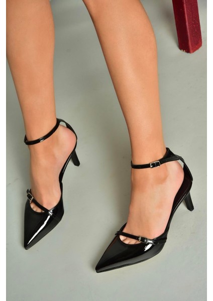U654074108 Siyah Rugan İnce Topuklu Kadın Ayakkabı indirimleri