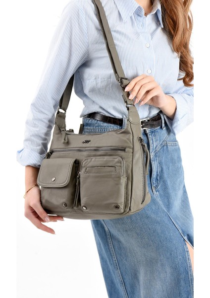 Suni Deri Omuz Çantası Gri (Model: 571-13-10K)