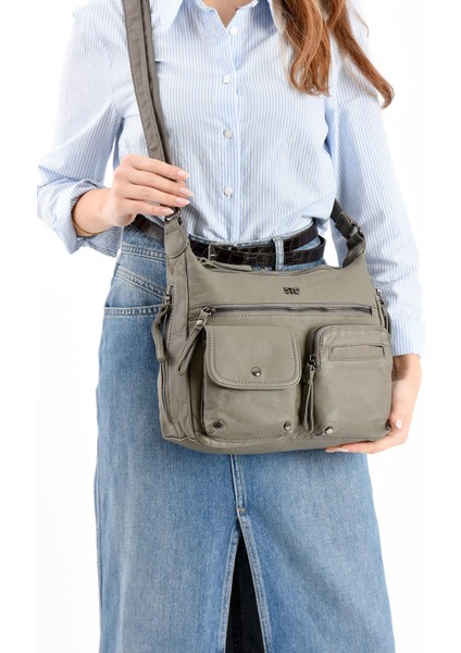 Suni Deri Omuz Çantası Gri (Model: 571-13-10K) fiyatları