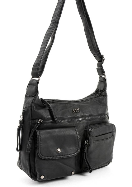 Suni Deri Omuz Çantası Siyah (Model: 571-13-10K) fırsatları