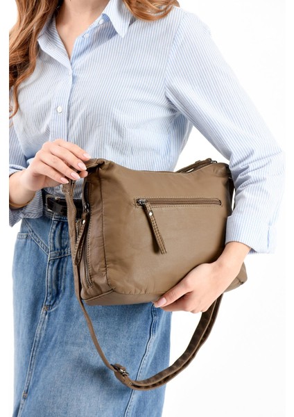 Suni Deri Omuz Çantası Vizon (Model: 571-13-10K) modelleri