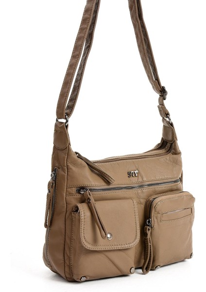 Suni Deri Omuz Çantası Vizon (Model: 571-13-10K) fırsatları