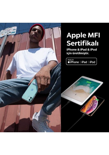 Essential USB-C to Lightning (1 Metre) Hızlı Şarj/Data Kablosu MFI Lisanslı C10CL Black - 000CA27021