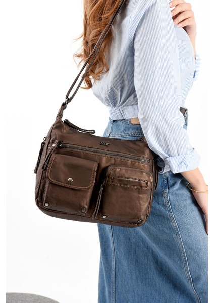 Suni Deri Omuz Çantası Bronz (Model: 571-13-10K) fiyatları