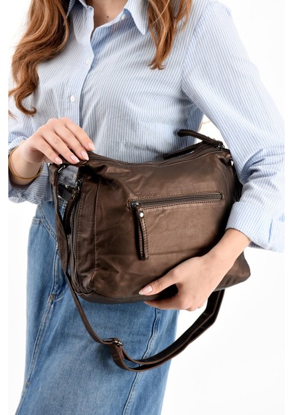 Suni Deri Omuz Çantası Bronz (Model: 571-13-10K) modelleri