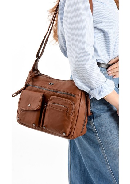 Suni Deri Omuz Çantası Taba (Model: 571-13-10K) fiyatları