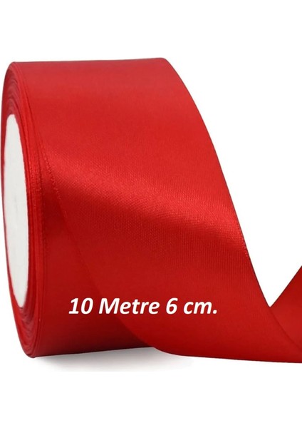 Kırmızı 6 Cm Saten Kurdela 10 Metre 1 Adet