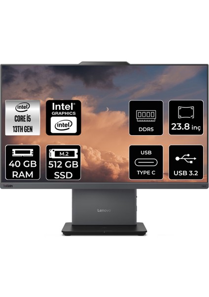 Thinkcentre Neo 50A Gen 5 Intel Core I5 13420H 40GB 512GB SSD 23.8" Fhd Fdos All In One Bilgisayar & Per4 USB Bellek 12SC000YTRP322