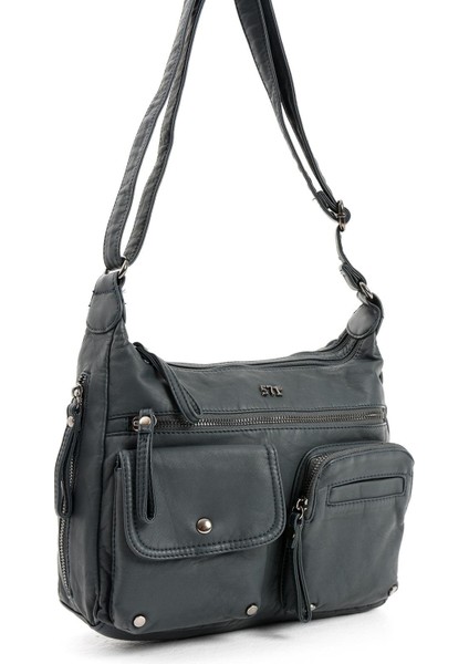Suni Deri Omuz Çantası Mavi (Model: 571-13-10K) fırsatları