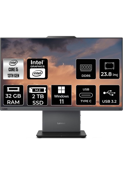 Thinkcentre Neo 50A Gen 5 Intel Core I5 13420H 32GB 2tb SSD 23.8" Fhd Windows 11 Pro All In One Bilgisayar & Per4 USB Bellek 12SC000YTRP399
