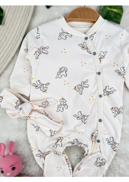 Unicorn Baskılı Pamuklu Bandanalı Kız Bebek Tulum Set fiyatları