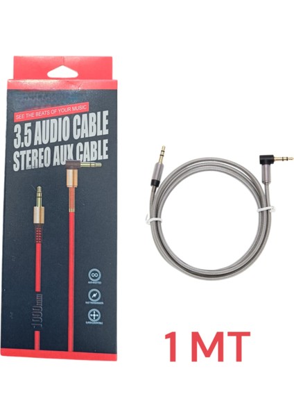 Metal Başlık Tpe Kablo 3.5mm Aux Kablo 1 Metre Renkli