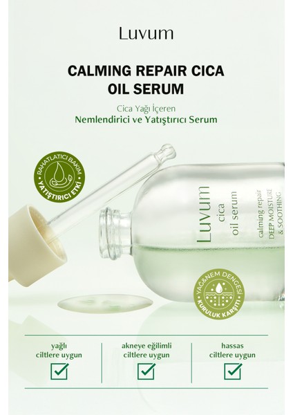 Nemlendirici ve Yatıştırıcı Cica Yağı Içeren Yüz Serumu Luvum Cica Oil Serum fiyatları