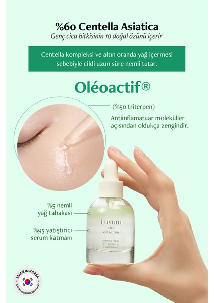 Nemlendirici ve Yatıştırıcı Cica Yağı Içeren Yüz Serumu Luvum Cica Oil Serum modelleri