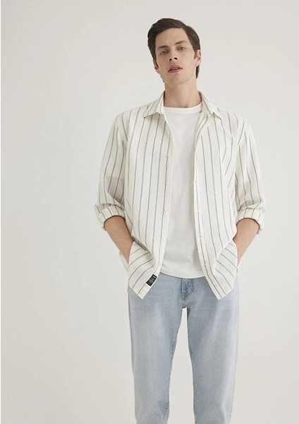 Haki Çizgili Gömlek 0211384-80692