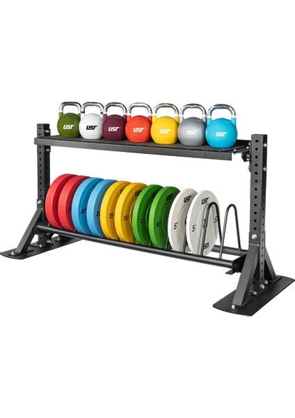 MILETOS-R20BK 268 kg Bumper Plaka-Kettlebell-Raf Set