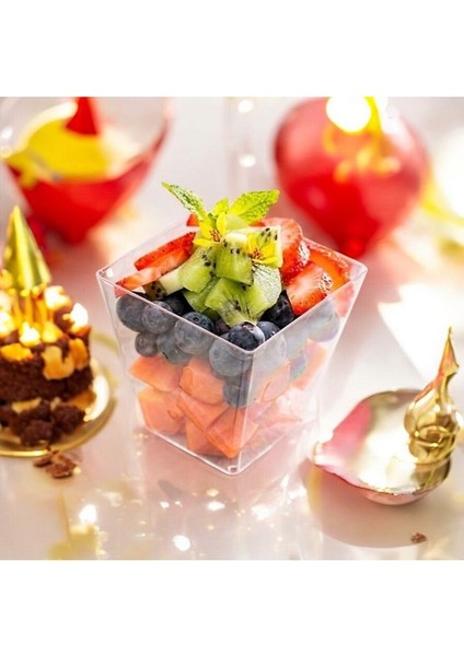 Sunum Kasesi 20 Adet Magnolya Dondurma Puding Tatlı Meze Salata Cup Kabı Sert Plastik