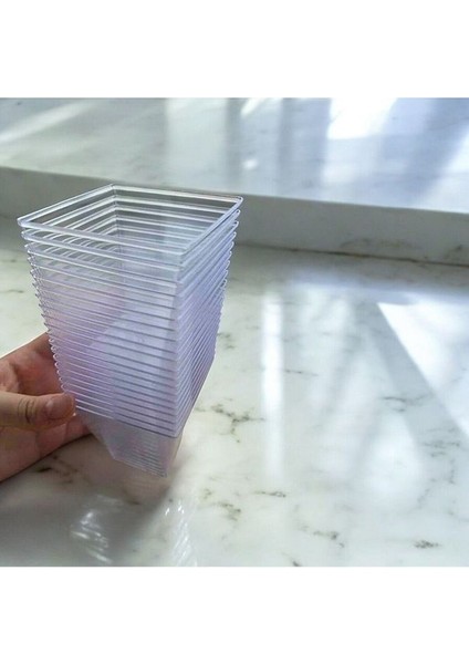 Sunum Kasesi 20 Adet Magnolya Dondurma Puding Tatlı Meze Salata Cup Kabı Sert Plastik