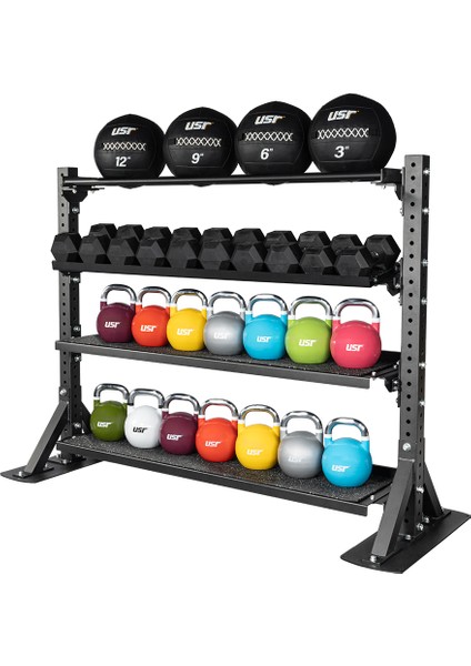 MILETOS-R40KHW 424 kg Hex Dambıl-Kettlebell-Wallball-Raf Set
