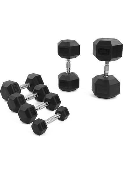MILETOS-R40KHW 424 kg Hex Dambıl-Kettlebell-Wallball-Raf Set