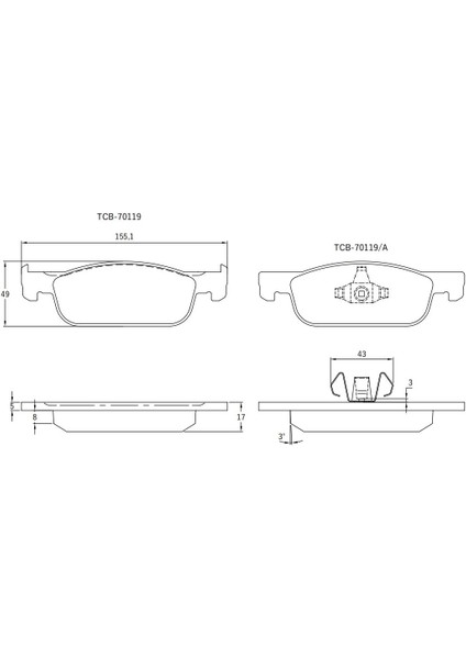 Ön Balata fişsiz Renault/dacia Clıo Iv 0.9 Tce-1.2-1.5dcı 12 Dacıa Dust Oem 410605536R 410602581R - 410605612R - 410605951R