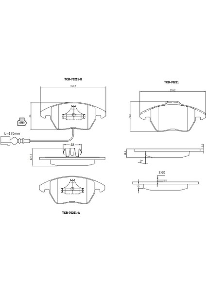 Ön Balata Fişli Vw Caddy Iıı 04 Golf Iv V Vı 97 Jetta -1807 1K0698151 - 1K0698151E - WVA23587