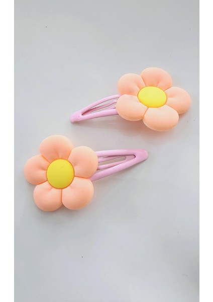 Çiçekli Kız Çocuk Çıtçıtlı Toka Set
