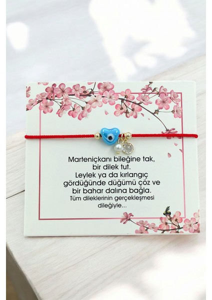 Premium Asansörlü Marteniçka Bileklik Kartlı Kırmızı Ipli Marteniçka Bileklik 70792