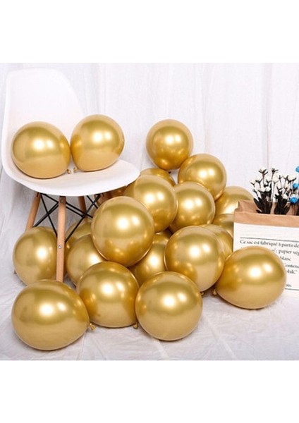 Gemar 15 Adet Balon Metalik Gold Altın Renk