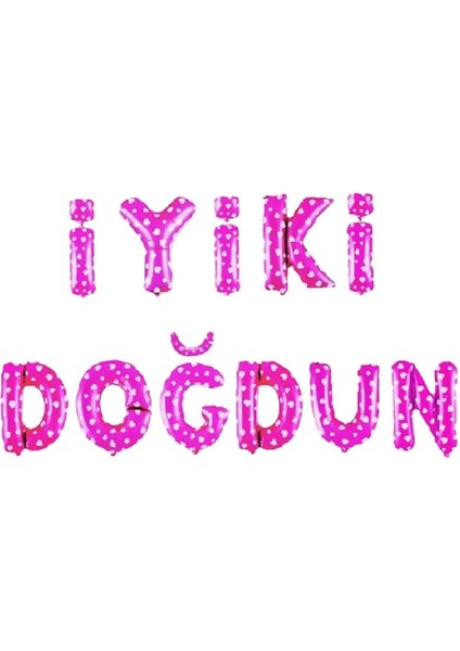 Pembe Puantiyeli Iyiki Doğdun Folyo Balon Doğum Günü Parti Pembe Puantiyeli Folyo Balon