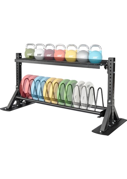 MILETOS-B-R20 2 Katlı Bumper Plaka-Dambıl-Kettlebell Rafı
