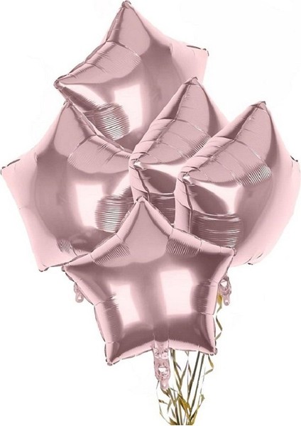 5 Li Yıldız Folyo Rose Gold Balon Süsleme Seti 18 Inç 45 cm 5 Adet