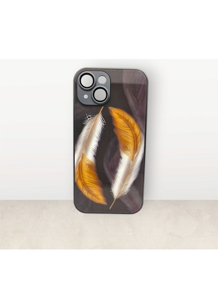 iPhone 15 Tüy Desenli Kılıf - Dahili Kamera Koruma Lensli - Sanat ve Koruma Bir Arada