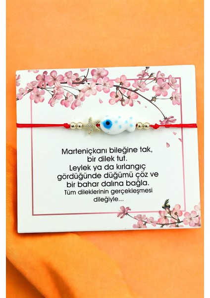Premium Asansörlü Marteniçka Bileklik Kartlı Kırmızı Ipli Marteniçka Bileklik 70792