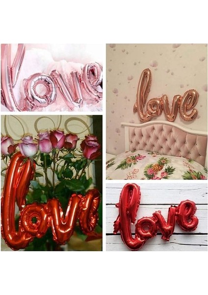 Love Folyo Balon Love El Yazılı Helyum Balon Kırmızı Renk modelleri