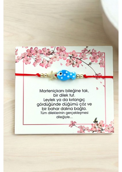 Premium Asansörlü Marteniçka Bileklik Kartlı Kırmızı Ipli Marteniçka Bileklik 70792