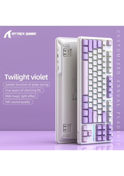 Attack Shark X87 Tri-Mode Gasket Mekanik Klavye - 8000Hz Polling Rate, Rgb Aydınlatma ve Gasket