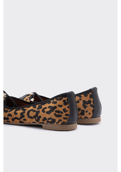 Daisy Leopar Deri Süet Kadın Babet Ayakkabı modelleri