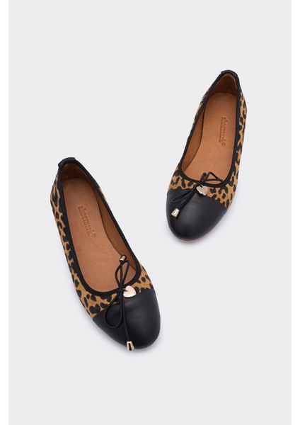 Daisy Leopar Deri Süet Kadın Babet Ayakkabı fırsatları