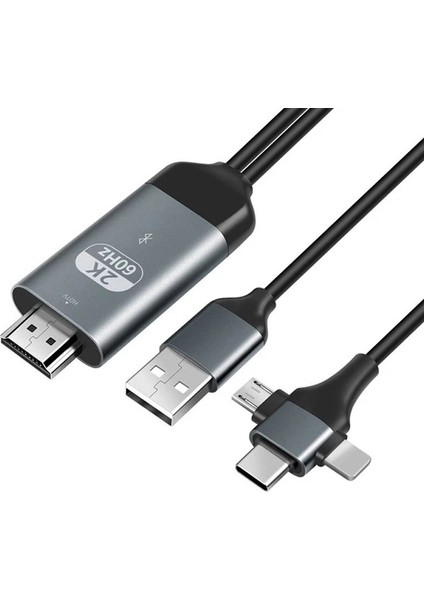 G03-C Combo 3in1 Lightning/micro Usb/type-C To HDMI Ios Android Görüntü Aktarıcı Kabloı 2 Metre