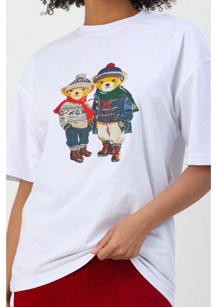 %100 Pamuk Sevgili Konseptli Teddy Baskılı T-Shirt fiyatları