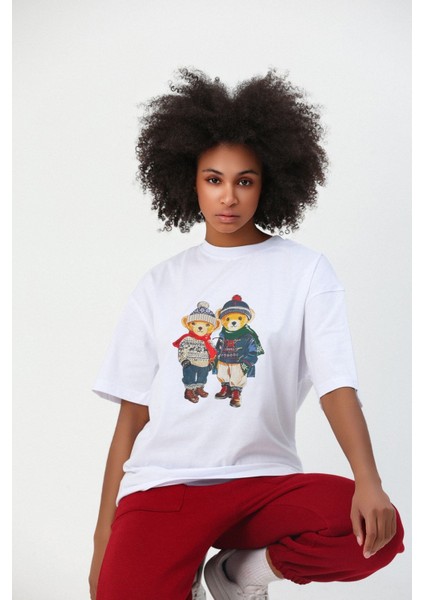 %100 Pamuk Sevgili Konseptli Teddy Baskılı T-Shirt modelleri